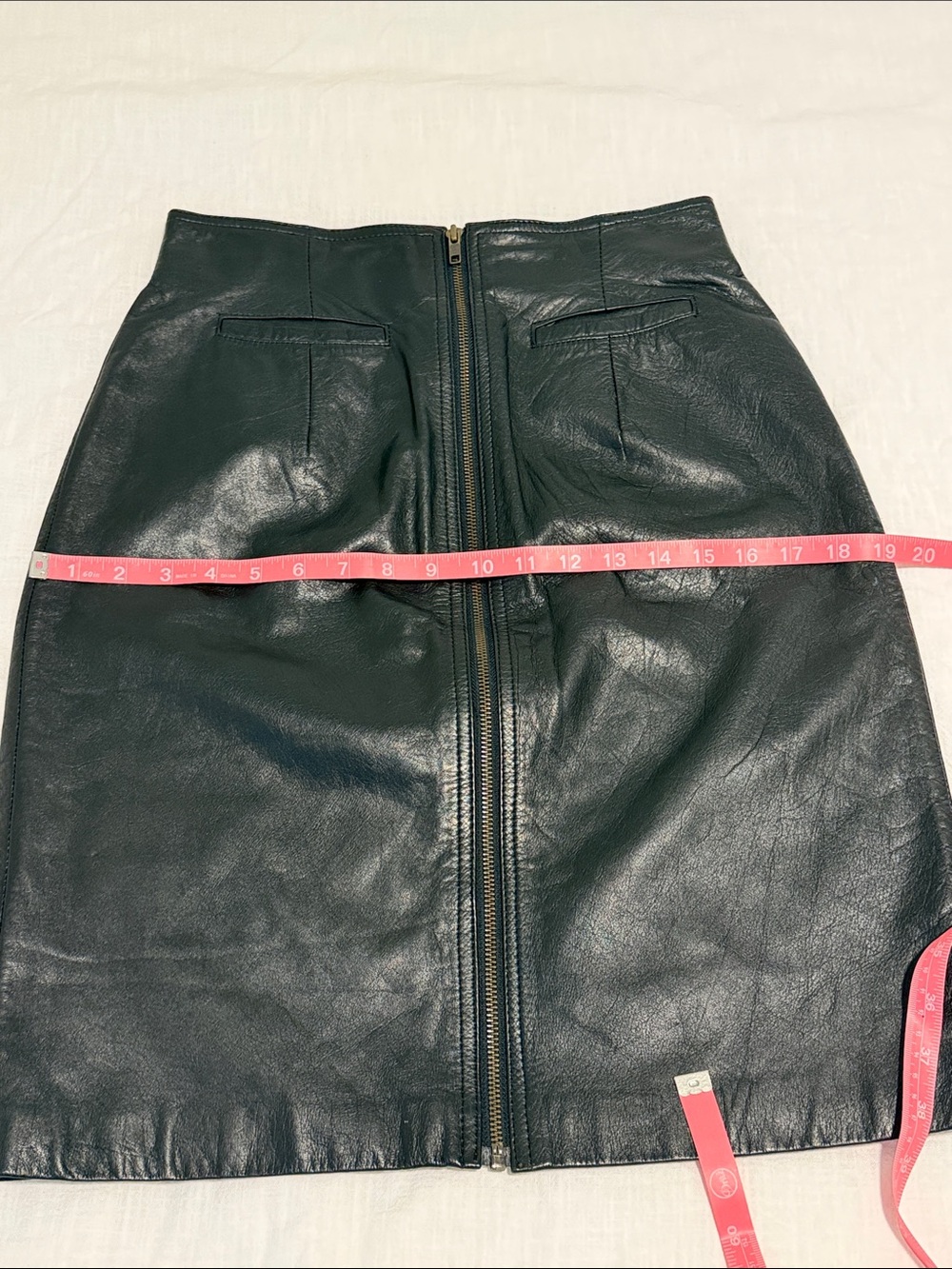 Vintage Black Leather Pencil Skirt 90s Minimalist Model Off Duty Y2K - Picture 13 of 14